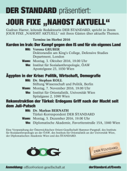 JOUR FIXE &bdquo;NAHOST AKTUELL&ldquo; DER STANDARD