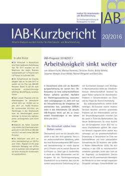 IAB-Prognose 2016/2017Arbeitslosigkeit sinkt weiter