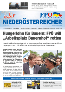 Hungerlohn f&uuml;r Bauern: FP&Ouml; will &bdquo;Arbeitsplatz Bauernhof