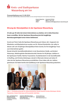 Ehrung der Dienstjubilare in der Sparkasse Wasserburg - Kreis