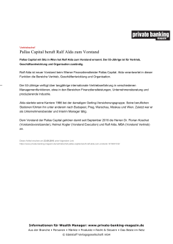 Pallas Capital beruft Ralf Alda zum Vorstand