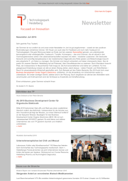 Newsletter 2/2016 - Technologiepark Heidelberg GmbH