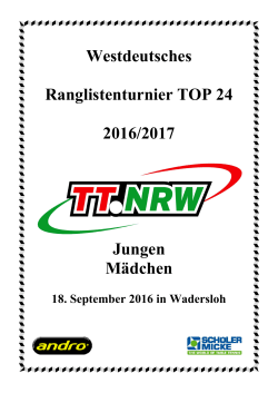 Westdeutsches Ranglistenturnier TOP 24 2016/2017 Jungen