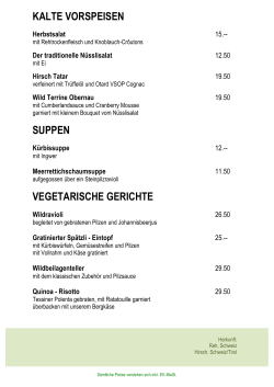 Wilddkarte - Restaurant Obernau