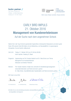 EARLY BIRD IMPULS 21. Oktober 2016 in Basel