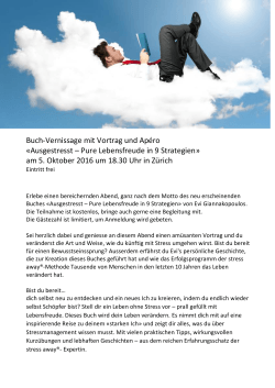 Buch-Event am 5.10.2016 ab 18.30 in Zürich