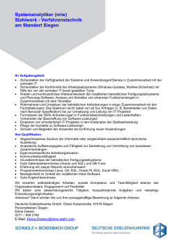 Systemanalytiker (m/w) - Deutsche Edelstahlwerke GmbH