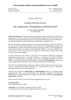 E I N L A D U N G Geistiges Bildungs-Seminar