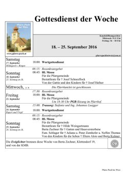 Gottesdienst der Woche