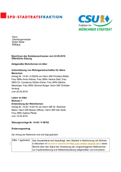 Herrn Oberb&uuml;rgermeister Dieter Reiter Rathaus Beschluss des