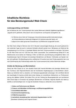 Inhaltliche Richtlinie f&uuml;r das Beratungsmodul Web