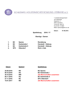 Oberliga - Damen 1. BC Spares Rendsburg 2. BC Harksheide I