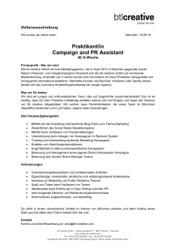 Praktikant/in Campaign and PR Assistant