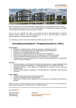 Immobilienentwickler/in / Projektentwickler/in (100%)