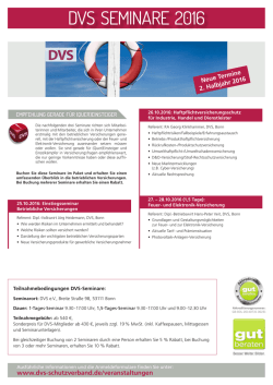 DVS Seminare 2016 - DVS Deutscher Versicherungs