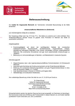 Stellenausschreibung - Technische Universität Braunschweig
