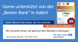 Gerne unterstützt von der „Besten Bank“ in Aalen!