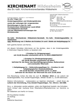 Stellenausschreibung Diekholzen 24 09 2016
