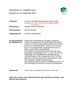 Informationen zur Stadtf&uuml;hrung in Frankfurt am 25. September 2016
