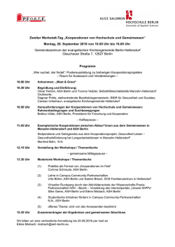Montag, 26. September 2016 von 10.00 Uhr bis 16.00 Uhr
