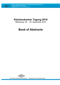 Book of Abstracts - Kleinheubacher Tagung 2016