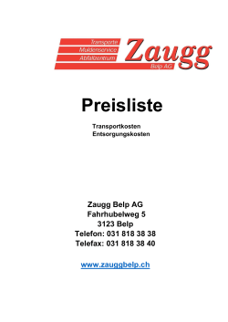 Preisliste - Zaugg Belp AG