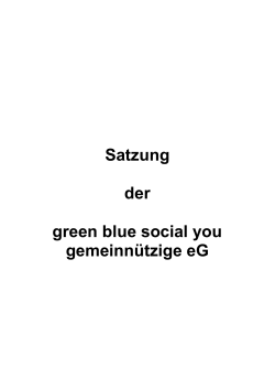 Satzung der green blue social you gemeinnützige eG
