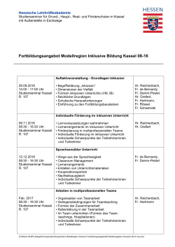Fortbildungsangebot Modellregion Inklusive Bildung Kassel 08-16