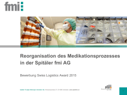 Bewerbungsdossier GS1 Swiss Logistics Award 2015