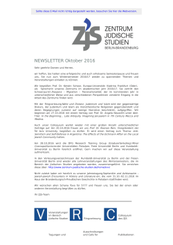 ZJS-Newsletter Oktober 2016 - Zentrum Jüdische Studien Berlin