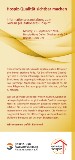 Hospiz-Qualit&auml;t sichtbar machen