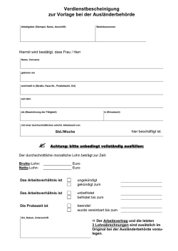 Verdienstbescheinigung zur Vorlage bei der Ausl&auml;nderbeh&ouml;rde
