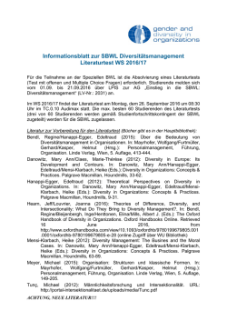 Informationsblatt zur SBWL Diversit&auml;tsmanagement Literaturtest WS