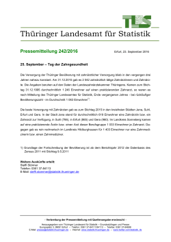 Pressemitteilung 242/2016 - Thüringer Landesamt für Statistik