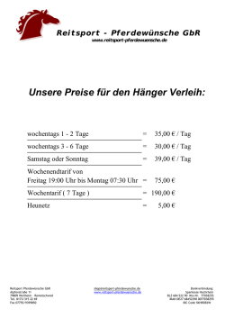 Preisliste Hängerverleih Externe