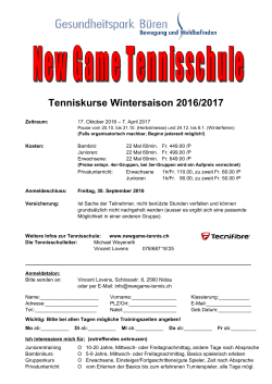 Tenniskurse Wintersaison 2016/2017