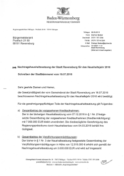 Erlass der Regierungspräsidiums Tübingen zur