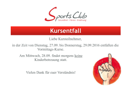 Kursentfall - Sports Club Bietigheim