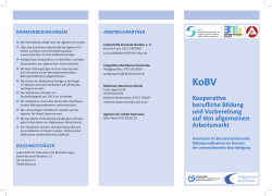 KoBV – Kooperative berufliche Bildung und Vorbereitung auf den