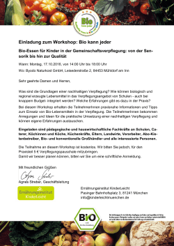 Einladung zum Workshop: Bio kann jeder