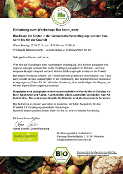 Einladung zum Workshop: Bio kann jeder