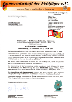 Einladung - Kameradschaft der Feldj&auml;ger eV