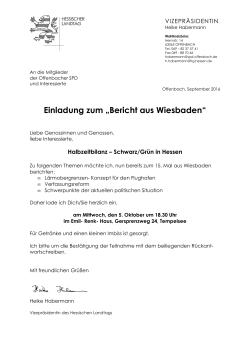 Einladung zum Bericht aus Wiesbaden