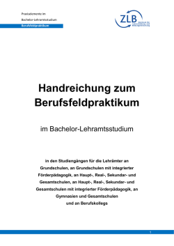 Handreichung zum Berufsfeldpraktikum