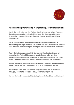 Hauswartung Vertretung / Erg&auml;nzung - AS