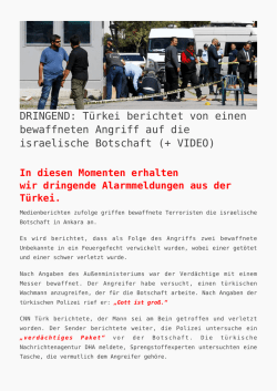 DRINGEND: T&uuml;rkei berichtet von einen bewaffneten - K