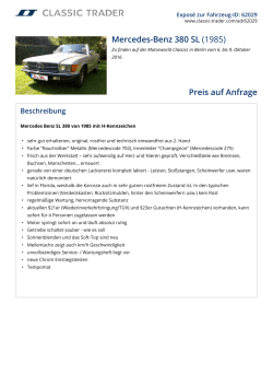 Mercedes-Benz 380 SL (1985) Preis auf Anfrage