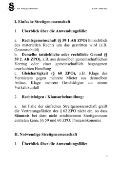 I. Einfache Streitgenossenschaft 1. &Uuml;berblick &uuml;ber die