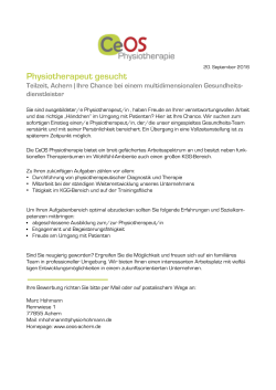 Physiotherapeut gesucht