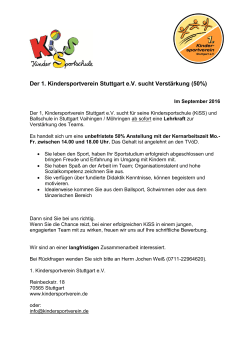 Lehrkraft 50% - Kindersportverein Stuttgart eV